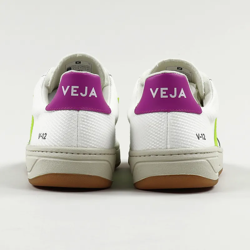 Veja V-12 B-Mesh Shoes White Yellow Fluo Ultraviolet-6