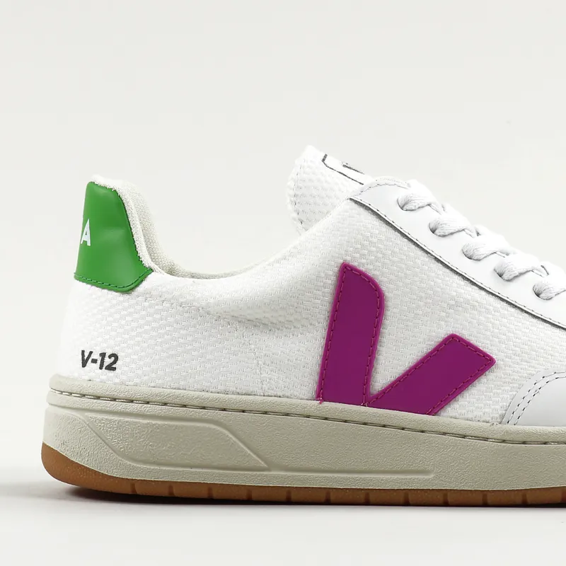 Veja V-12 B Mesh Leather Shoes White Ultraviolet Granny-1