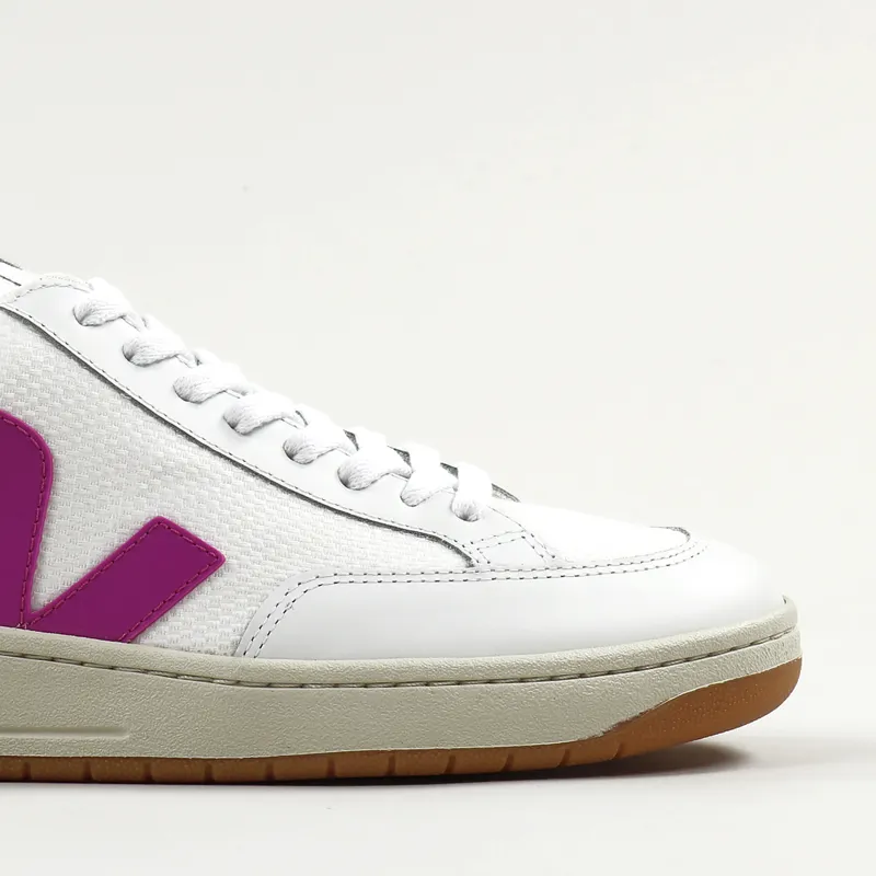 Veja V-12 B Mesh Leather Shoes White Ultraviolet Granny-2