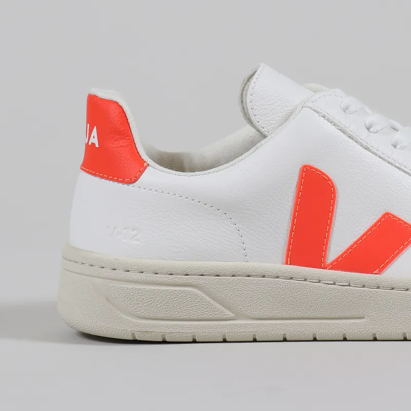 Veja V-12 Easy Shoes Extra White Orange Fluo-2