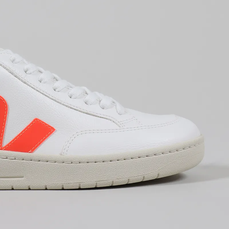 Veja V-12 Easy Shoes Extra White Orange Fluo-3