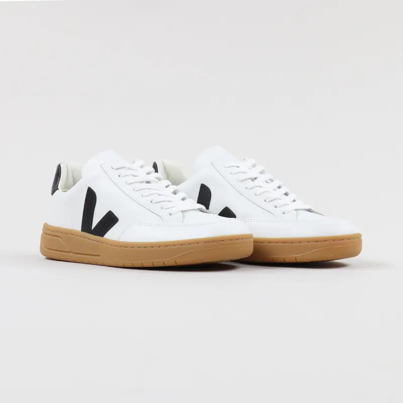 Veja V-12 Leather Shoes Extra White Black Natural