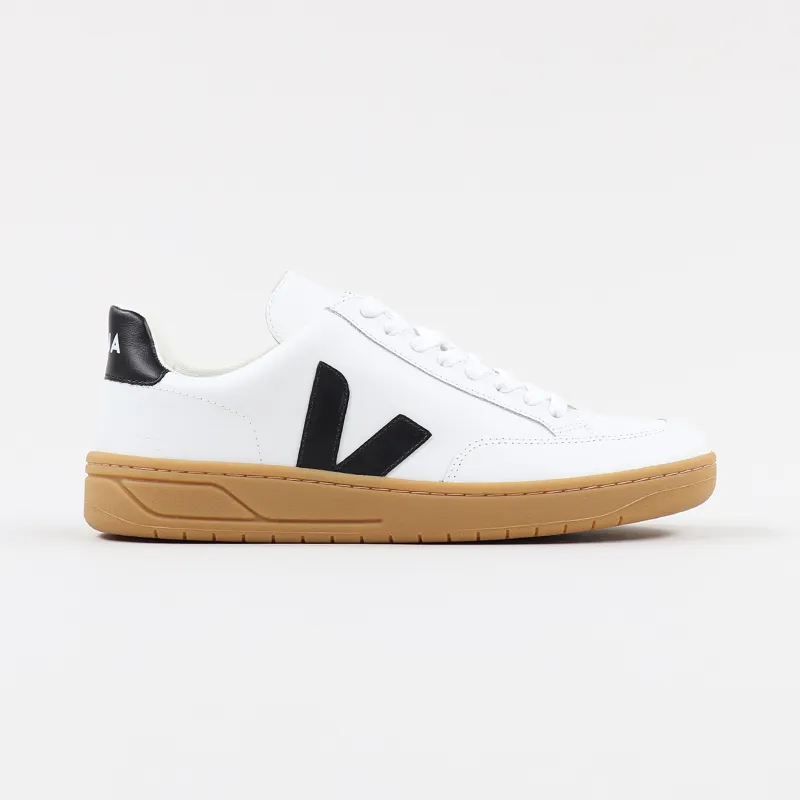 Veja V-12 Leather Shoes Extra White Black Natural-1