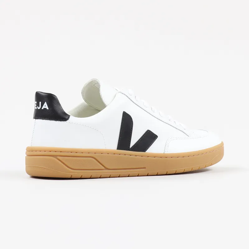 Veja V-12 Leather Shoes Extra White Black Natural-5