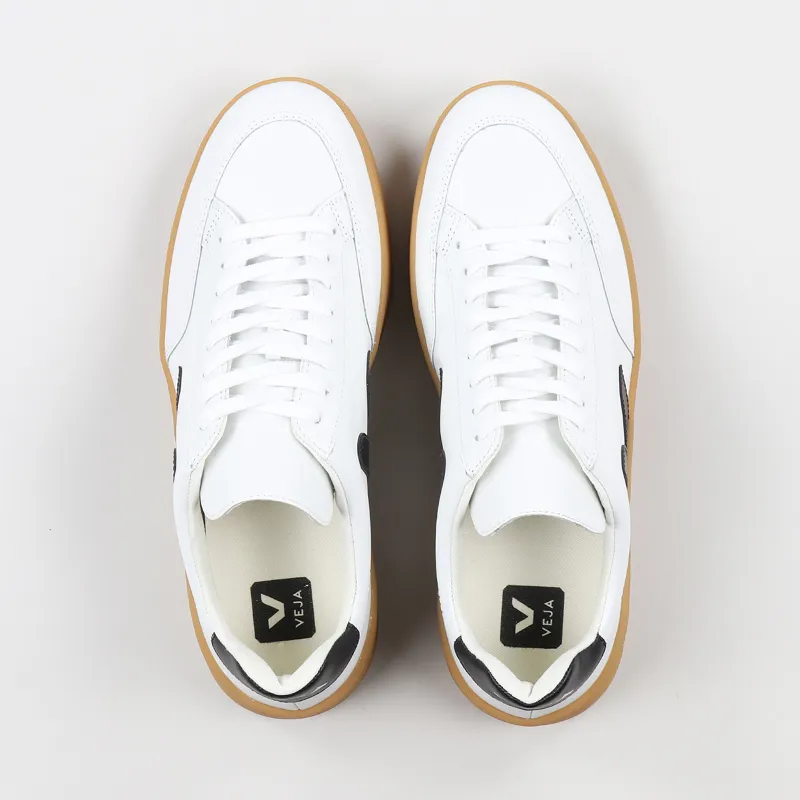 Veja V-12 Leather Shoes Extra White Black Natural-6
