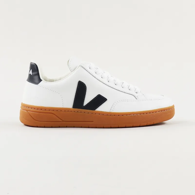 Veja Womens V-12 Leather Shoes Extra White Nautico Gum Sole-1