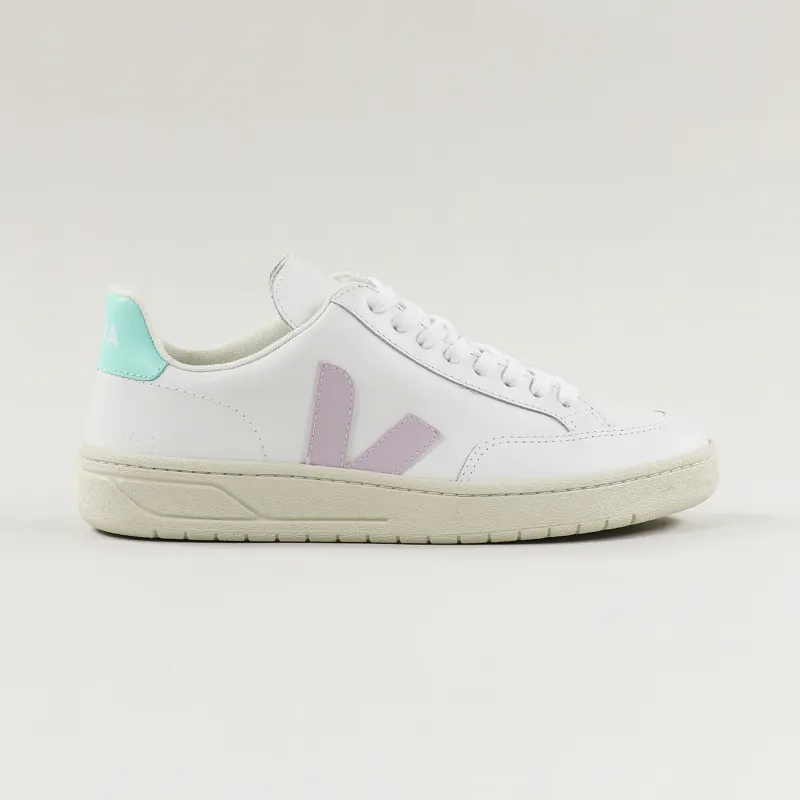 Veja Womens Ladies V12 Leather Shoes Extra White Parme Turquoise
