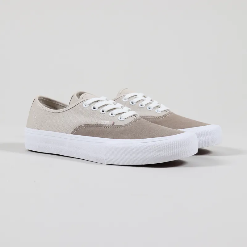 Vans Authentic Mens Pro Shoes Skate Trainers Beige Brown White