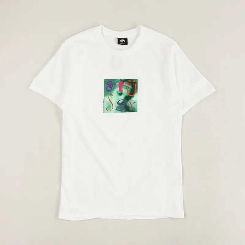 Stussy Mens Short Sleeve Venus Square Graphic T Shirt White