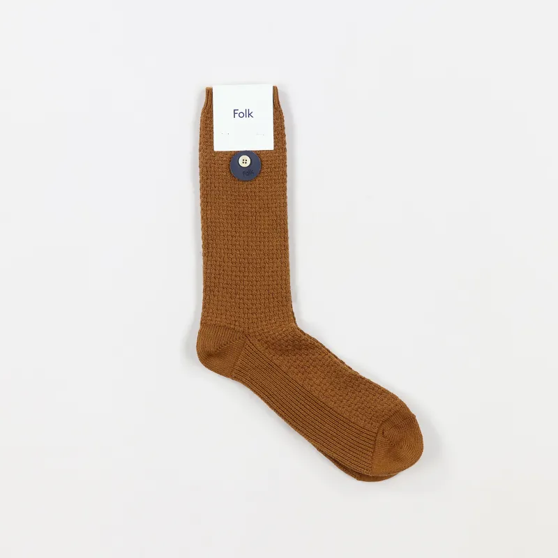 Folk Waffle Socks Caramel