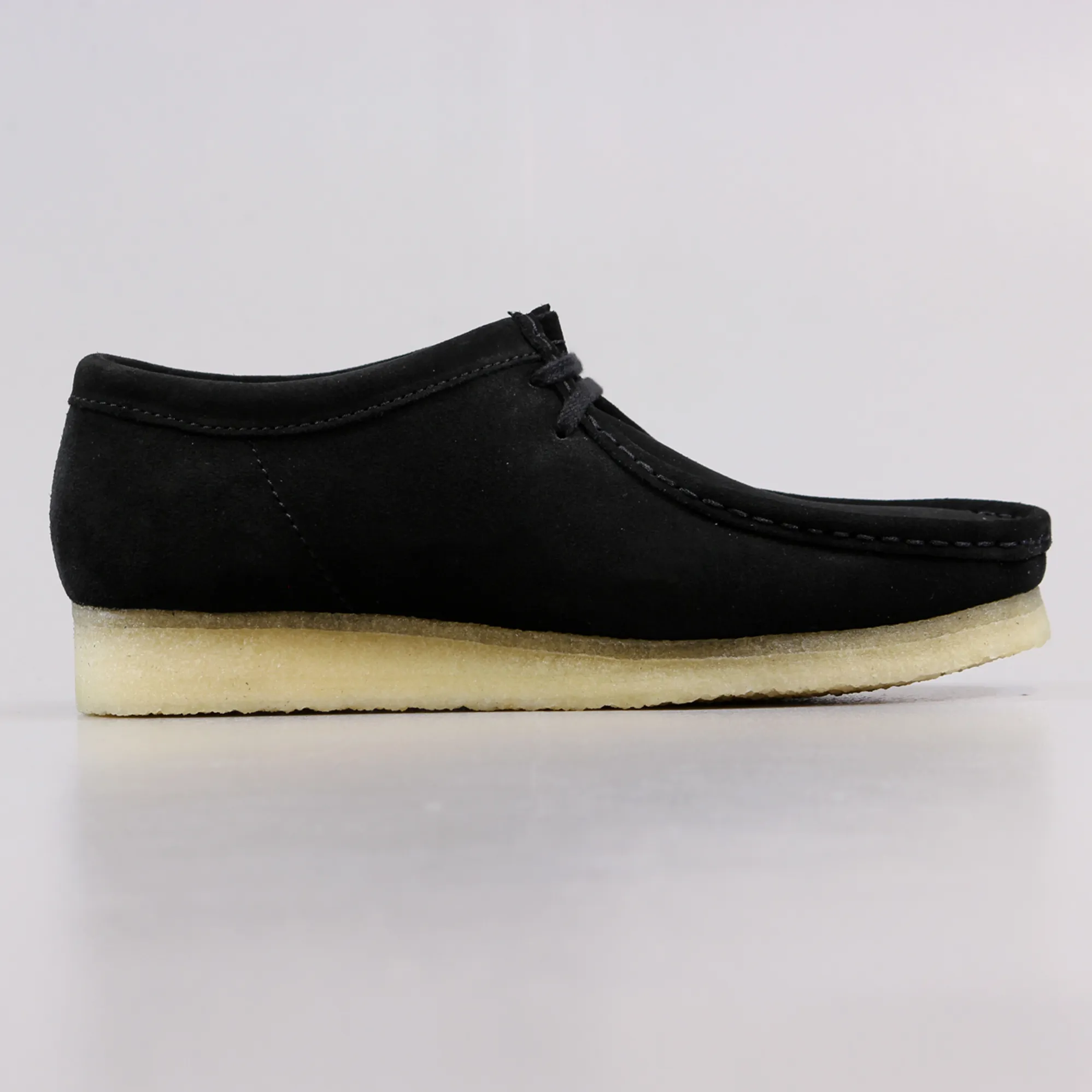Clarks Originals Uomo Wallabee, Pelle Nera, Suola Piatta, Taglia 42.5 EU, Scarpe Iconiche