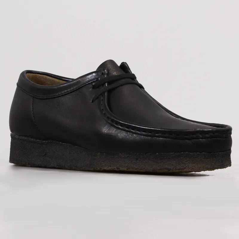 Clarks Originals Mens Wallabee Casual Shoes Black Leather