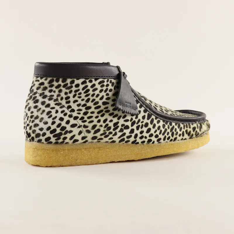 Clarks Originals Mens Hairy Leather Wallabee Boots Cheetah Print