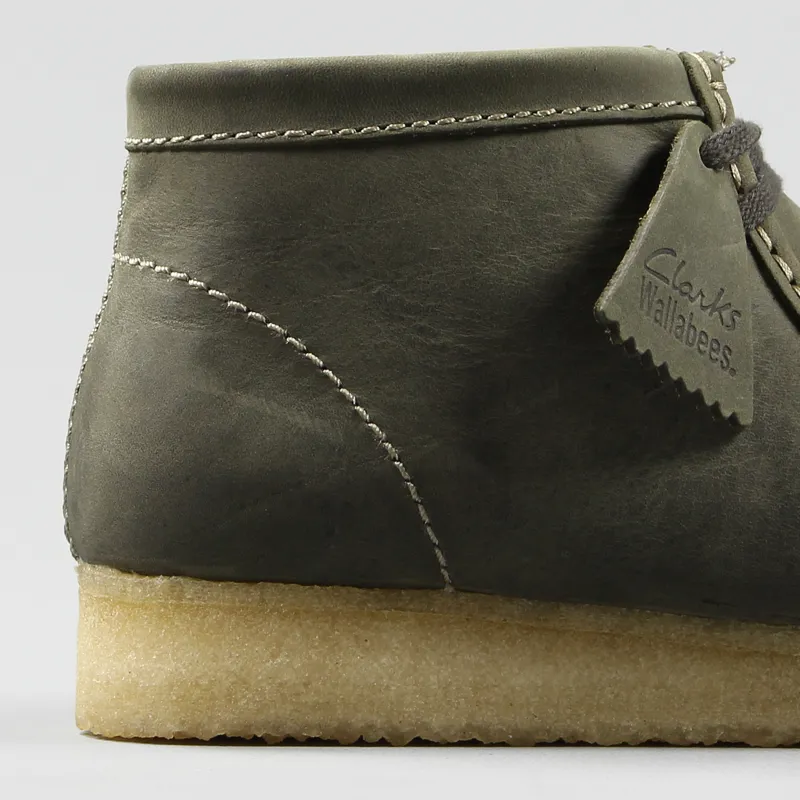 Clarks Originals Wallabee Boots Dark Green Leather-1
