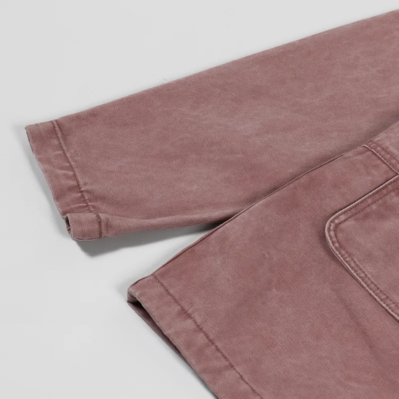 Stussy Streetwear Mens Canvas Washed Chore Jacket Rose Pink Coat