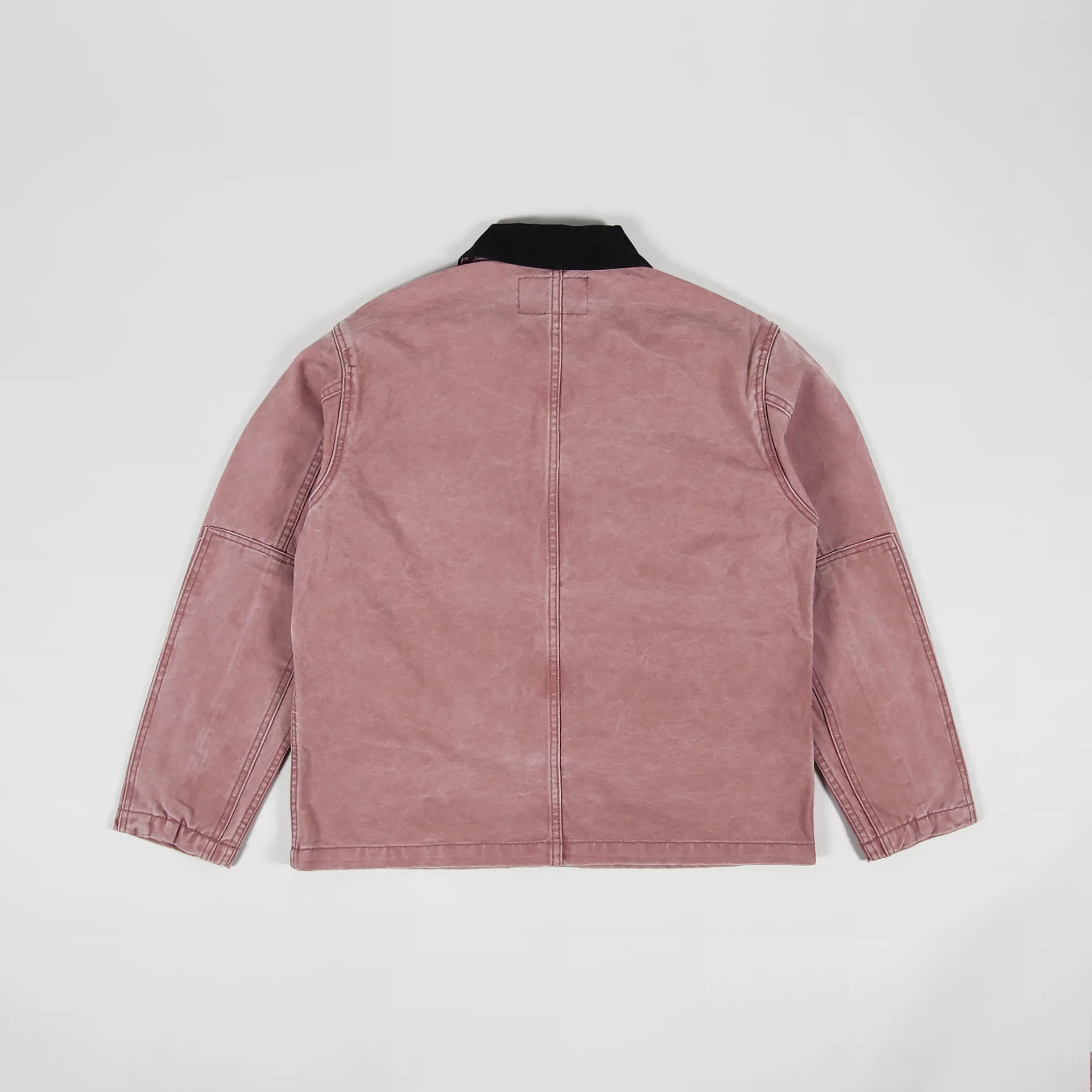 Stussy Streetwear Mens Canvas Washed Chore Jacket Rose Pink Coat