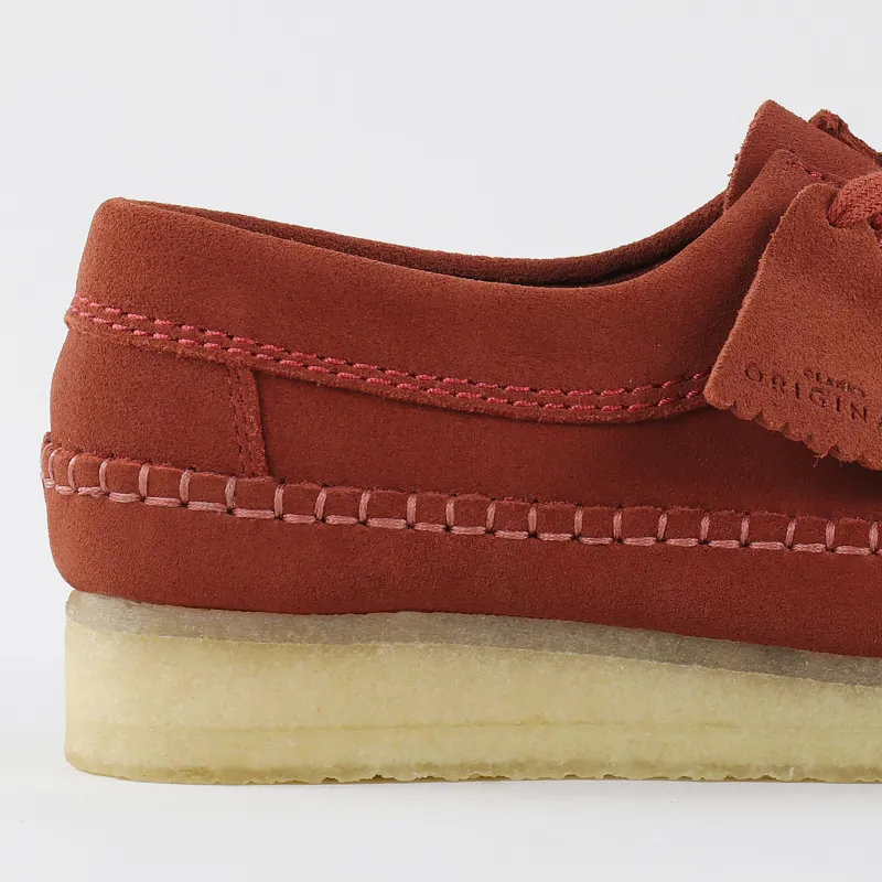 Clarks Originals Weaver Shoes Brick Red Suede-1