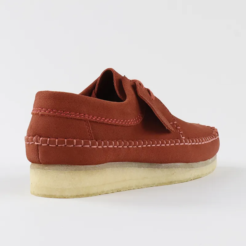 Clarks Originals Weaver Shoes Brick Red Suede-4