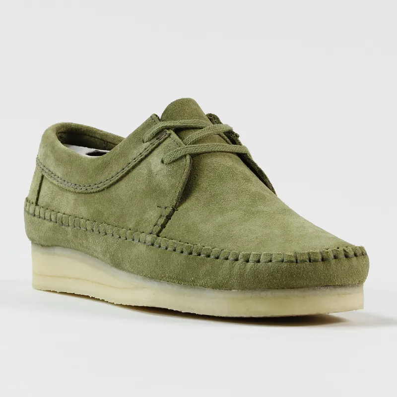 Clarks Originals Weaver Shoes Forest Green Suede-3