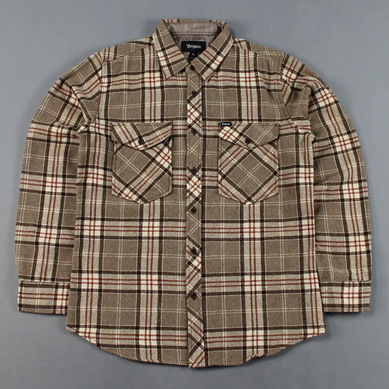 Brixton Weldon Long Sleeve Flannel Check Shirt Brown