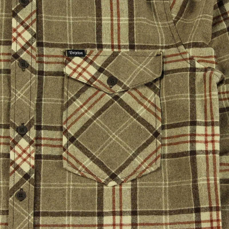 Brixton Weldon Long Sleeve Flannel Check Shirt Brown-1