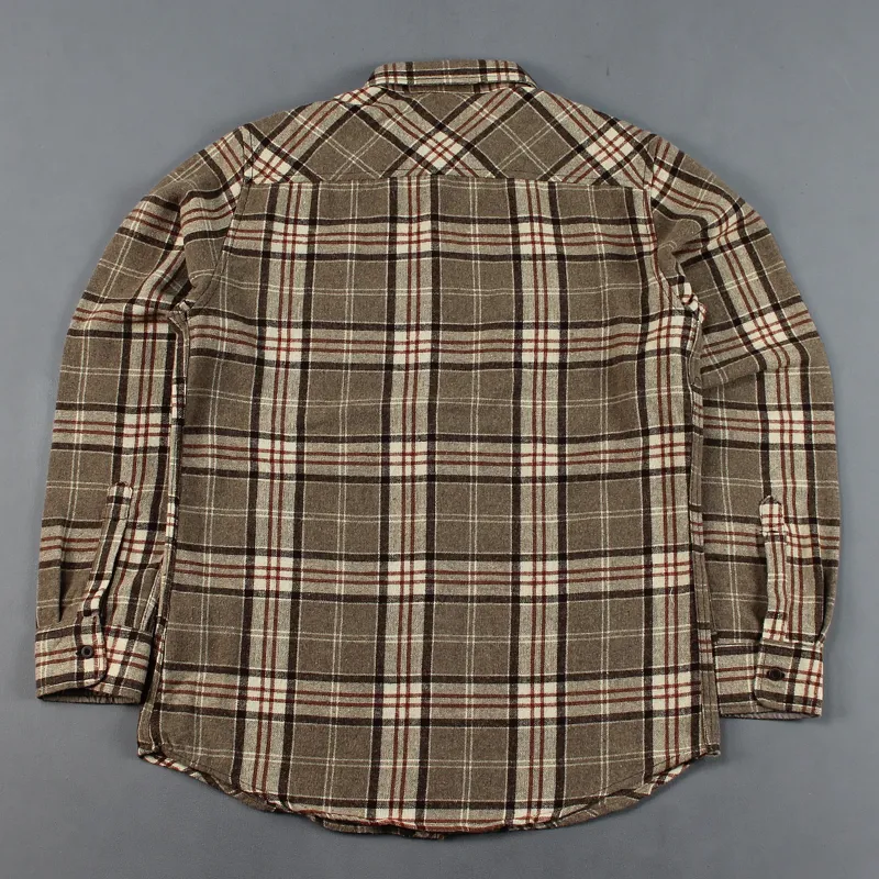 Brixton Weldon Long Sleeve Flannel Check Shirt Brown-2