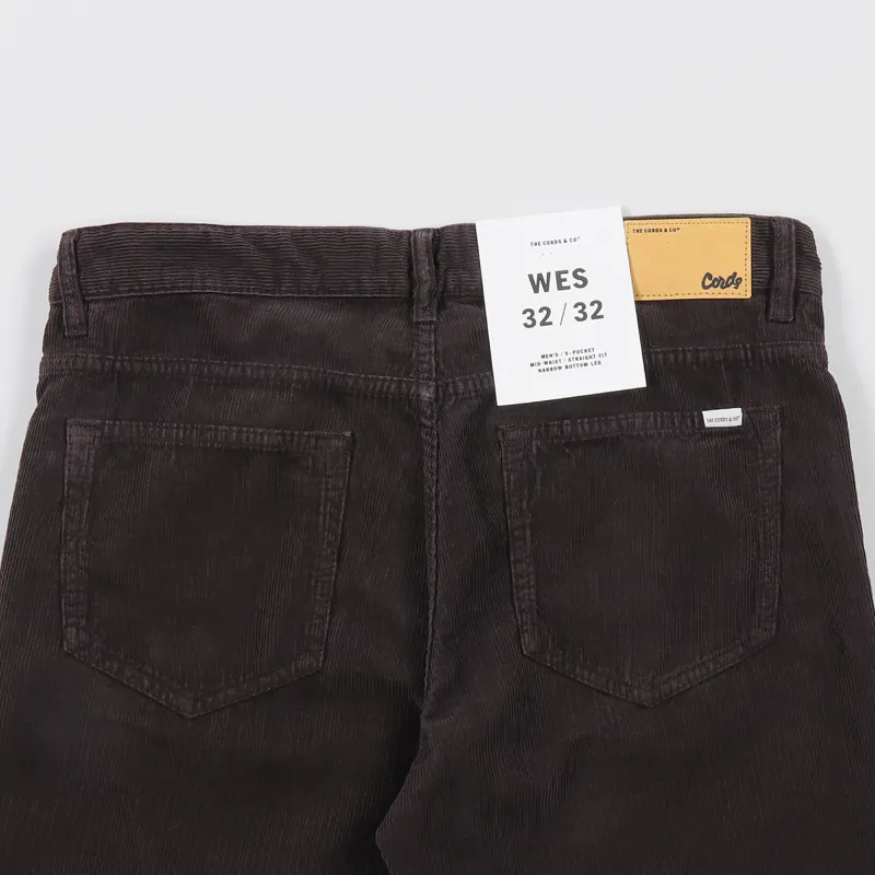 The Cords and Co. Wes Straight Fit Trousers Coffee Brown-5