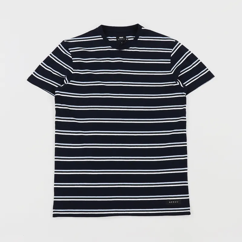 Edwin West Stripes T Shirt Navy