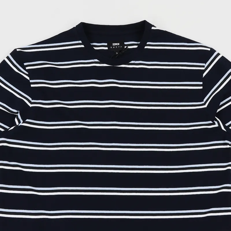 Edwin West Stripes T Shirt Navy-1