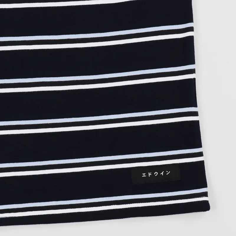 Edwin West Stripes T Shirt Navy-3