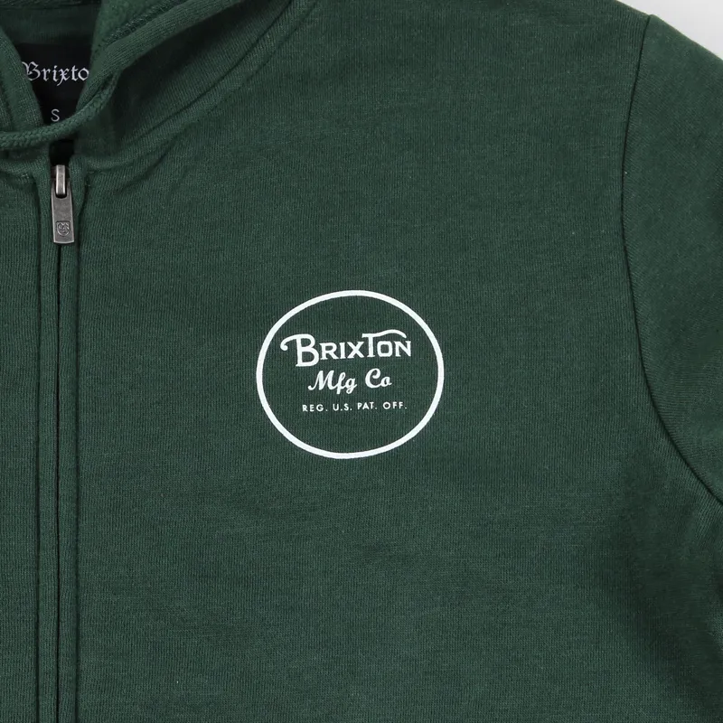 Brixton Wheeler Zip Hoodie Forest Green-1