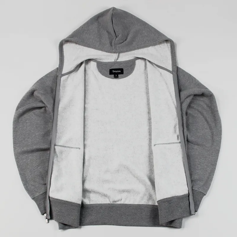 Brixton Wheeler Zip Hoodie Heather Grey