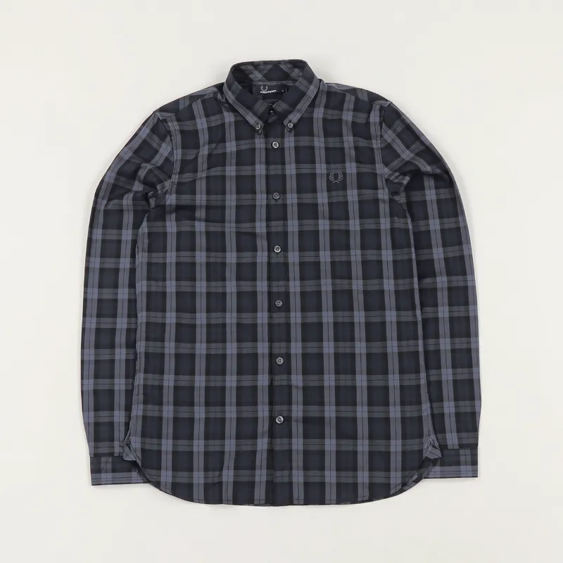 Fred Perry Winter Tartan Checkered Long Sleeve Shirt Black