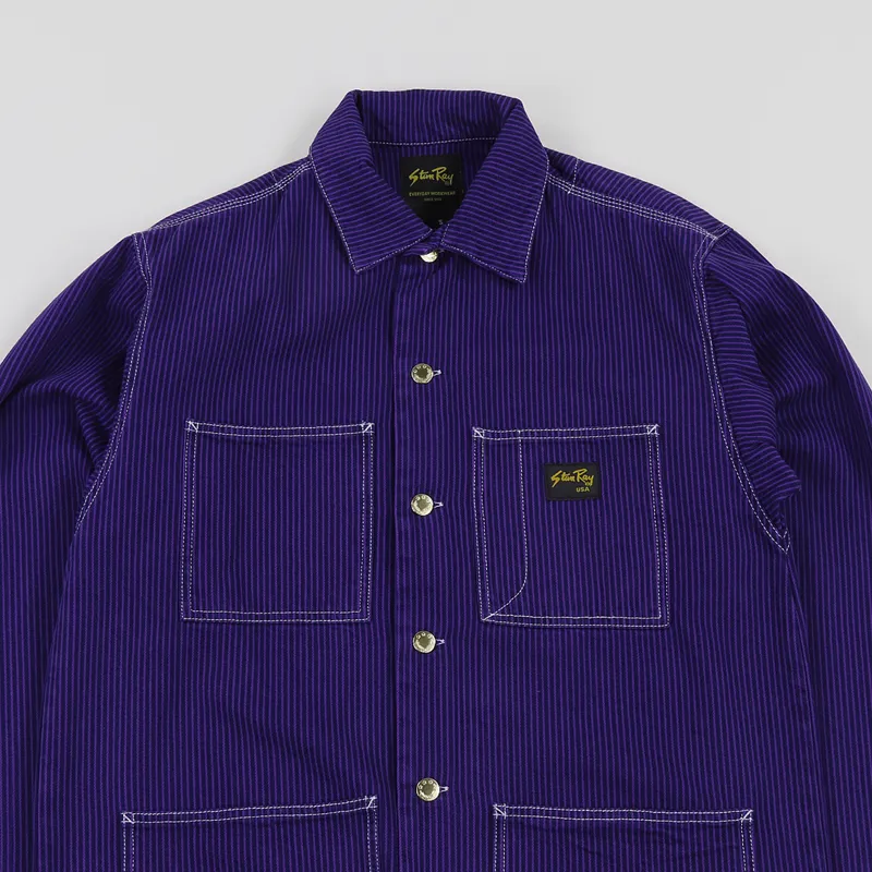 Stan Ray USA Logo Mens Work Jacket Decade Purple Hickory Stripe