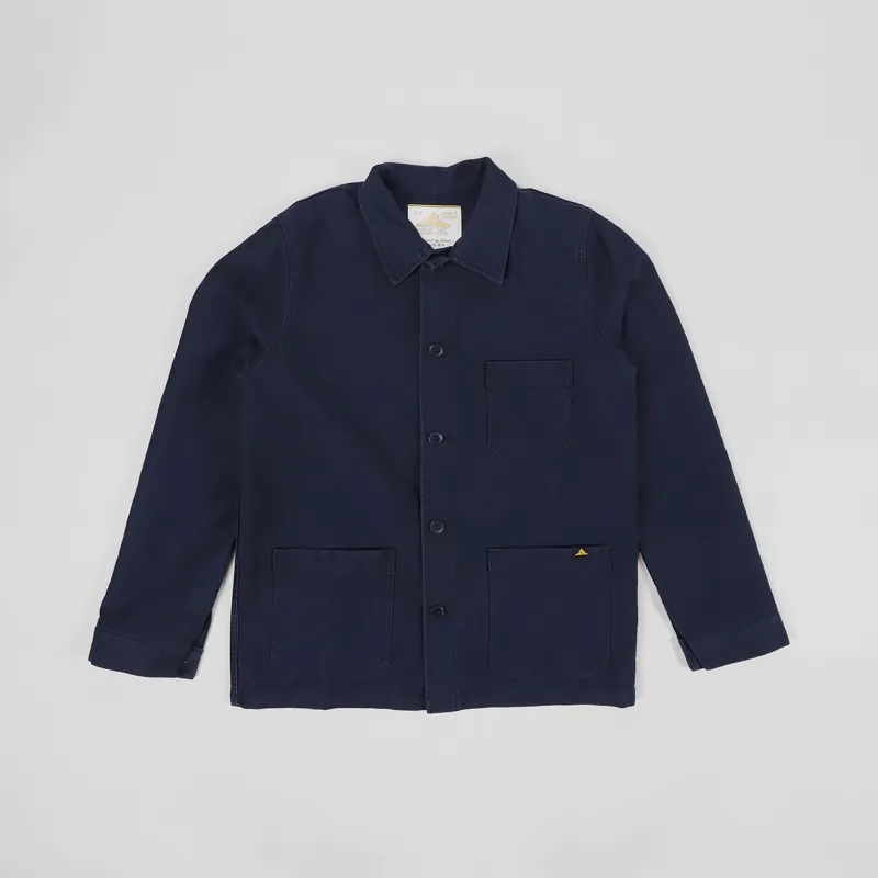 Le Mont St Michel Mens French Workwear Jacket Navy Blue Chore