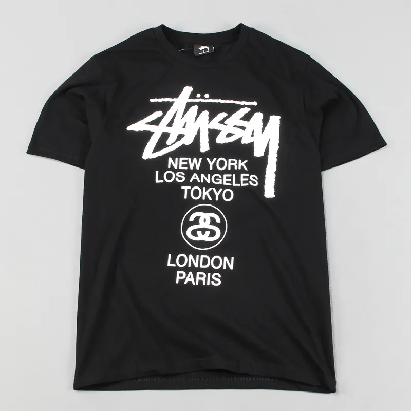 Stussy World Tour T Shirt Black