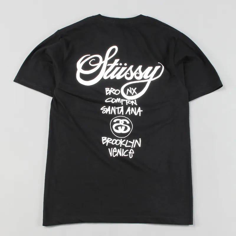 Stussy World Tour T Shirt Black-1