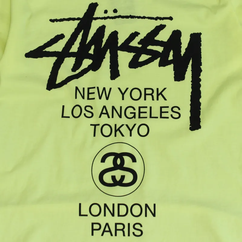 Stussy World Tour T Shirt Neon Yellow-1