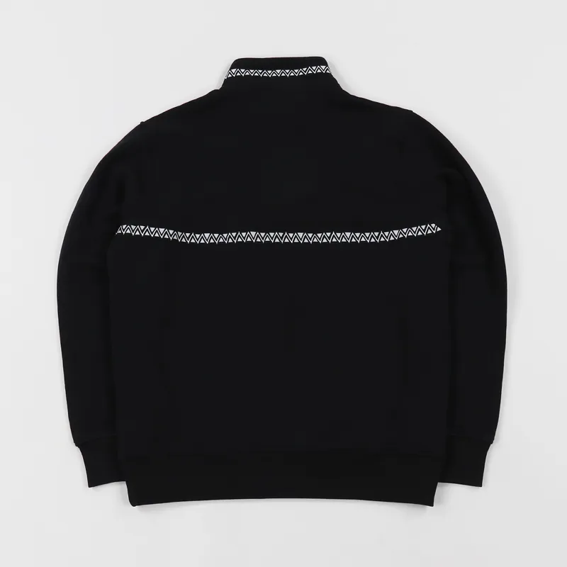 Stussy Mens Woven Tape Mock Neck Fleece Sweatshirt Jacket Black