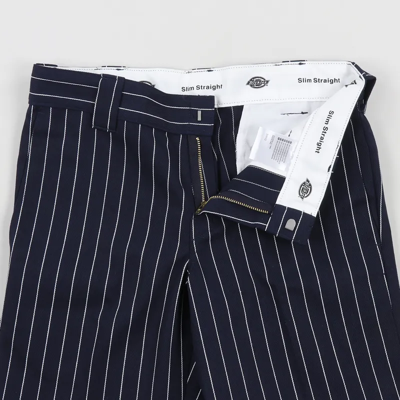 Dickies Mens WP873 Pin Stripe Pants Trousers Dark Navy Blue