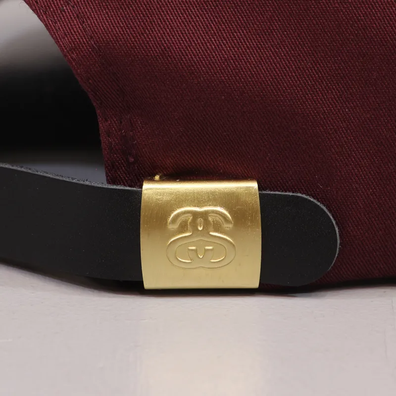 Stussy World Tour Lux Strapback Cap Burgundy-3