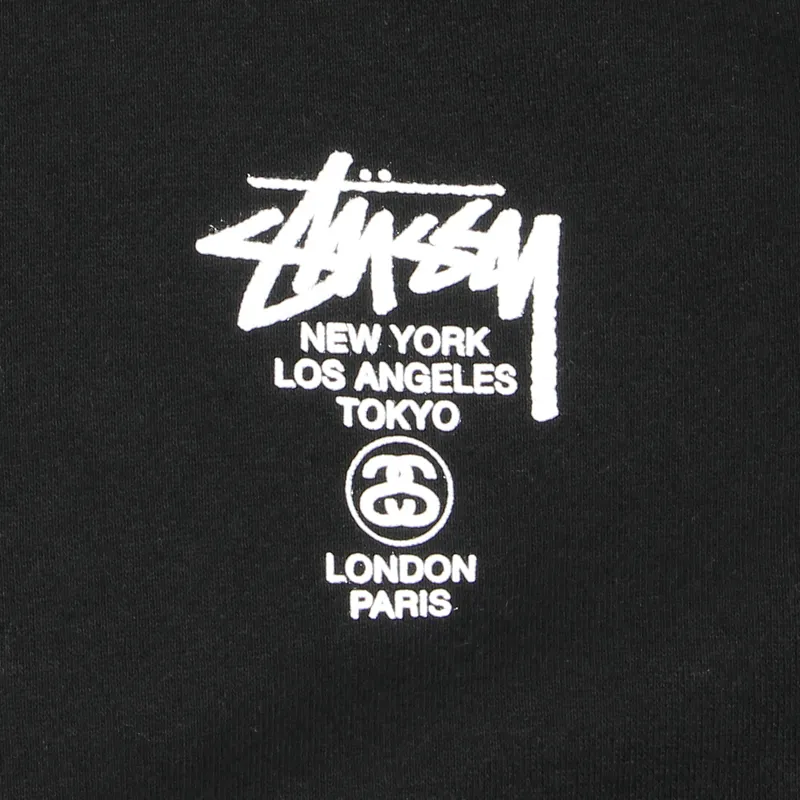 Stussy Worldwide Mens World Tour Pullover Hoodie Sweater Black