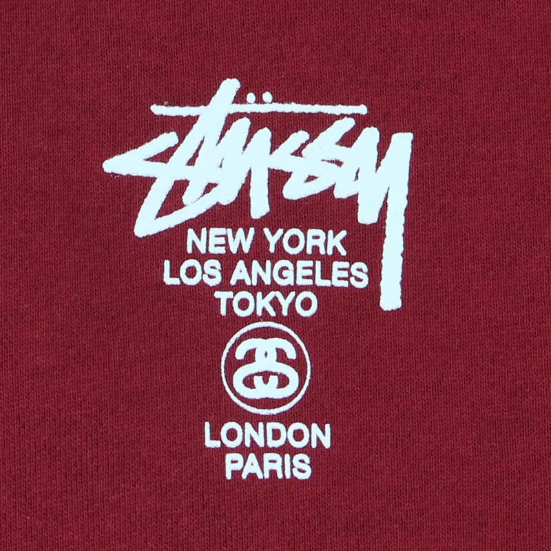 Stussy World Tour Hoodie Dark Red-1