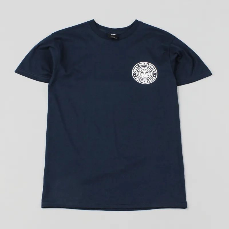 Obey Worldwide Seal T-Shirt Back Print Navy Blue
