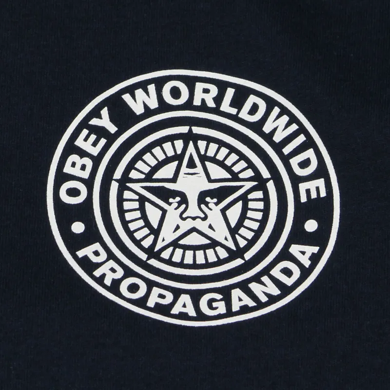 Obey Worldwide Seal T-Shirt Back Print Navy Blue-2