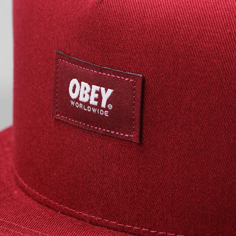 Obey Worldwide Snapback Cap Wine Red-1