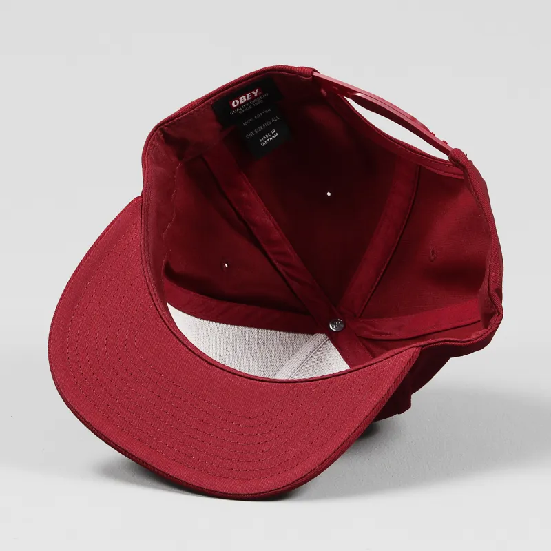 Obey Worldwide Snapback Cap Wine Red-3
