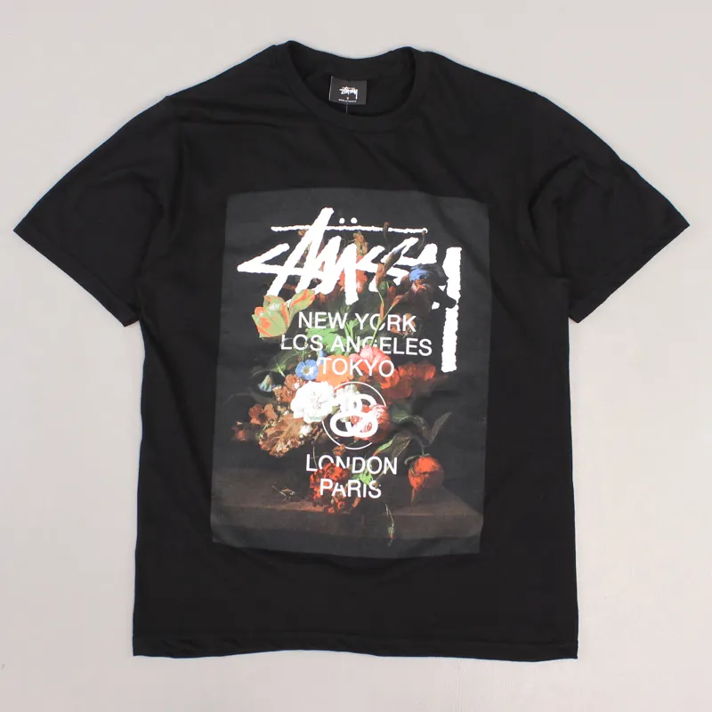 Stussy World Tour Floral T Shirt Black