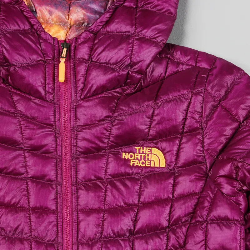 The North Face Womens Thermoball Hoodie Jacket Geo Floral Print Plum-1
