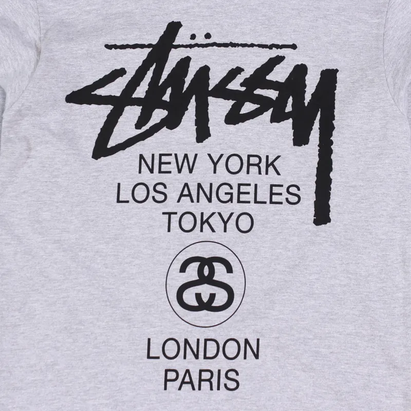 Stussy World Tour Long Sleeve T-Shirt Grey-1